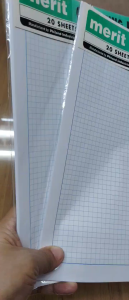 Merit Graphing Paper Clear blue 5mm x 5mm quad ruled sheets Size 8 1/2 x 11 20 sheets per pack sold by 3s