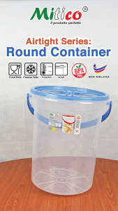 MITICO 18/22/27L Multipurpose Round Container /Food Storage Container Canister / Bekas Makanan Serbaguna/ Food Container
