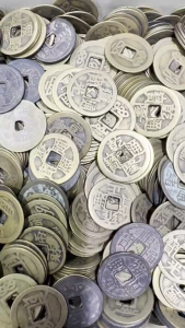 Ancient Chinese Coins with Inscriptions for Feng Shui Decor