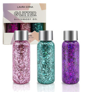 3 ชิ้น Body Glitter Gel Face Glitter แต่งหน้าปาร์ตี้เทศกาล Glitter Gel Eye อายแชโดว์ผม Glitter Gel สําหรับบาร์แต่งหน้า