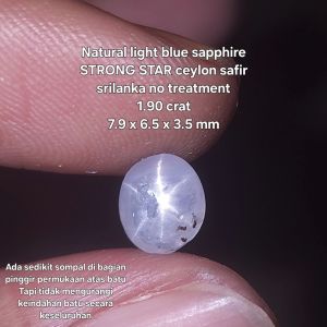 Natural STRONG STAR light blue sapphire ceylon safir srilanka no treatment