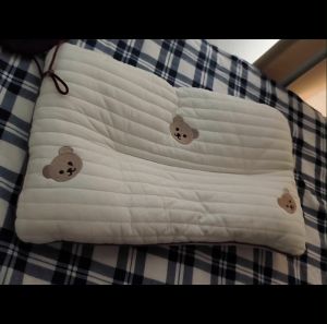New Cotton Quilted Pillow Bear Embroidery Baby Sleeping Pillow - Breathable Sweat-absorbing Kids Head Pillow 40*25CM
