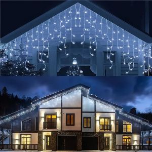 LED Outdoor Ice Bar Decor Lights Christmas Garland Droop Light Wedding Garden Street Outdoor Home Party Holiday Decor EU Plug