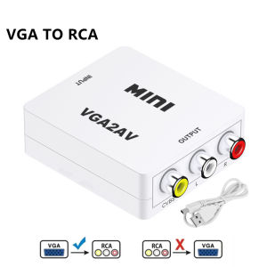 xiede | VGA to AV Converter 1080P RCA Adapter with 3.5mm Audio Cable for TV Box PC CVBS to VGA Converter Gaming Console Laptop Monitor
