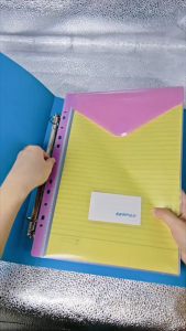 Long Binder Pocket with Label Card 11Holes Loose-leaf File Bag Binder Dividers Paper Organizer Waterproof