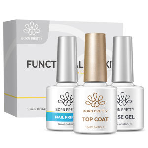 BORN PRETTY | BORN PRETTY 3PCS 10ml Base Gel Super Top Coat Acid Free Primer Functional Nail Gel Polish Set Long Wear Top Coat Soak Off Manic