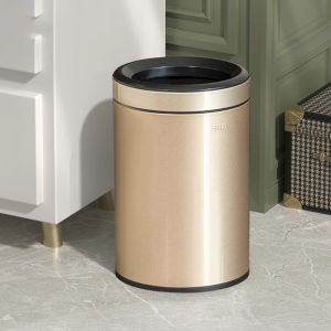 Thùng rác thép không gỉ tròn 8L/9L/12L thùng rác kim loại mở phía trên Thùng rác Thùng rác nhỏ cho phòng tắm phòng ngủ phòng khách