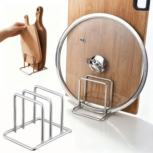 1/2/3pc Space-Saving Stainless Steel Pot Lid and Cutting Board Organizer Combo-Heavy-Duty Countertop Rack Kitchen Organizer