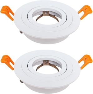 JOYINLED 2/10PCS Round Recessed Spotlight Frame LED Downlight Housing D90mm Cutout 70mm Adjustable GU10 Bulb Holder Black White