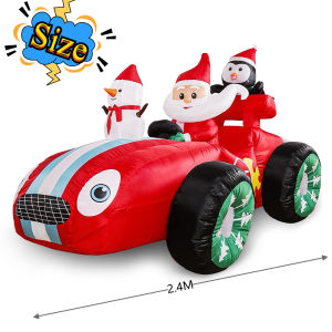 8FT Christmas Santa Monster Truck Snowman Inflatables Decoration Build-in LED Lights for Garden Patio Lawn Party Xmas Prop