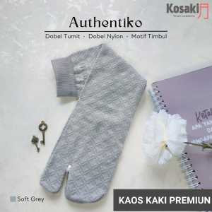 Kaos Kaki Muslimah PREMIUM Jempol Motif KOSAKI AUTHENTIKO Kaos Kaki Dobel Tumit - SOFT GREY