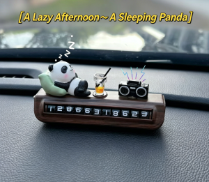Cute Panda Car Phone Number Holder Temporary Parking Sign Chinese Style Dashboard Decor Ornament Creative Gift for Men Women