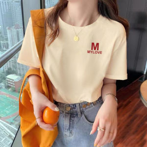 Pure Cotton Short Sleeve T-Shirt Womens Summer Thin Comfortable Loose Casual Large Size Retro White Top Breathable round Neck