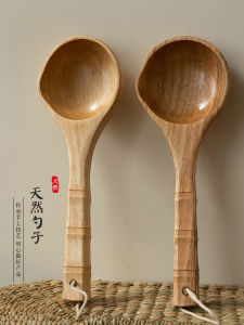 Large Soup Spoon Kitchen Creative Bamboo Node Style Wood Spoon Stir-Fry Rice Porridge Spoon Home Use Hot Pot Wood Spoon