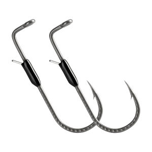 KINGDOM | Straight tungsten steel black environmentally friendly single bass and mandarin fish long handle lure hook