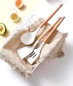KIRA 3/6PCS Beige Silicone Kitchen Utensils Set Kitchenwares Non Stick Pan Shovel Cooking Utensils