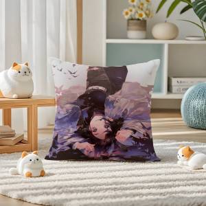 Bandai | Demon Slayer Mist Breathing Art Anime Plush Pillow Cover Soft Short Plush Cushion Cover For Sofa Bedroom Home Decor Gift