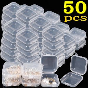 3.5cm Mini Storage Box Transparent Square Plastic Case for Earring Ring Jewelry Packaging Portable Grocery Storage Organizer