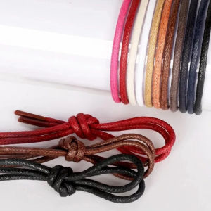 1Pair Leather Shoelaces Cotton Waxed Shoelaces Round Shoe laces Boot Shoes Laces Waterproof Leather Shoelace For Shoes Strings