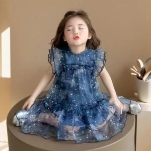 Bear Leader | Summer Lace 2-7 Years Girls Clothes Korean Version Flying Sleeve Mesh Princess Dress Kids Fashion Party Wear