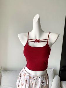 2024 Spring and Summer New Arrival Pure Desire Style Outerwear Camisole Female Slim-Fit Bow Base Tops with Chest Pad Inner Wear