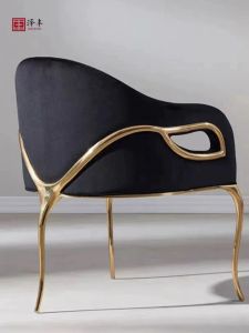 Luxurious Italian Style Three-Legged Dining Chair Pure Copper Eagle Eye Designer Villa Mansion Hall High-End Modern Leisure Chair