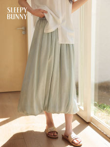 กระโปรงทรงเอเอวสูง กระโปรงทรงหัวใจสีพื้น กระโปรงสั้นผ้าฝ้ายผสมสำหรับผู้หญิง ฤดูร้อน 2025 สไตล์หวาน ทรงหลวม กระโปรงทรงเอเอวสูง