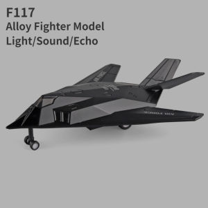 【WJ】Metal Aircraft Alloy F117 Fighter Model Pullback with Sound and Light Childrens Aircraft Toy Model Gift for kids