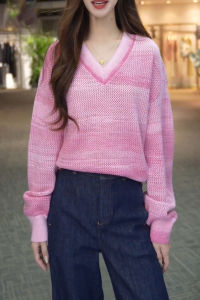QINGNAER | Slenderizing Casual Round Neck Long Sleeve Loose Knitwear