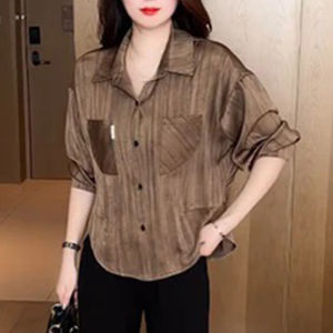 DAIXIANGFEIZI | Áo Blouse Mới Thời Trang Kích Cỡ Lớn Chất Lụa Bóng Mịn Xuất Hiện Mùa Xuân Thu
