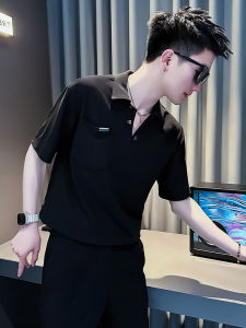 Áo Thun Nam Tay Ngắn Mùa Hè Ice Silk V-neck Thời Trang Thường Ngày Dáng Rộng Cổ Polo Trẻ Trung Mùa Hè 2025