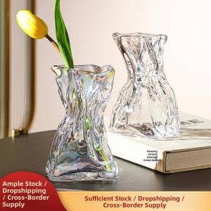 Creative Irregular Clear Glass Vase for Home Decoration