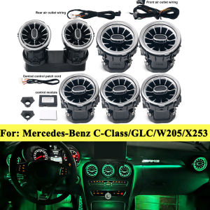 64 Color RGB LED Ambient Light For Mercedes-Benz C-class W205 15-21 GLC X253 15-22 Air Conditioning Outlet Turbine Nozzle By App