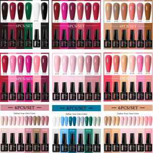 6pcs Red Pink Gel Nail Polish Set HEMA TPO FREE Semi Permanent Soak Off UV LED Gel Varnish Nail Art Decoration DIY Nail Supplies