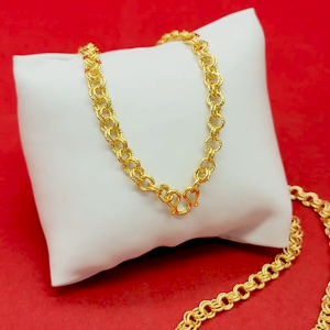 สร้อยคอทอง ลายห่วงคู่ตัดลาย ความยาว 24 นิ้ว เทียบเท่า 1 บาท ชุบทอง ดีไซน์สวย ดูดี ราคาดี เครื่องประดับ สวยเป๊ะ มีปลายทาง