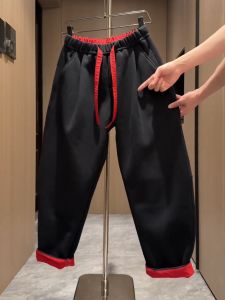 กางเกงขายาวทรงตรงผ้าขนแกะหนาสำหรับผู้ชาย กางเกงขายาวทรงหลวมสบาย ๆ สำหรับฤดูใบไม้ผลิและฤดูใบไม้ร่วง กางเกงขายาวทรงตรงแฟชั่นสำหรับคู่รัก