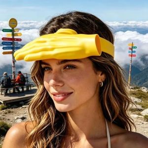 Eye atching Hand Shaped Sun Hat Trendy 3D Sun Hat Interesting Adjustable Headband Novel Photo Props Camping Beach Party Travel