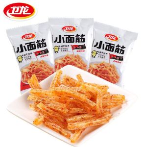 WeiLong Spicy Gluten Strips - Classic Hot & Spicy Xiaomianjin Chinese Famous Snack Ready-to-Eat 20g Each