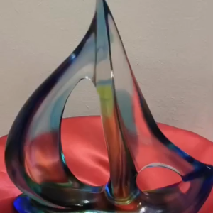 Liuli Sailboat Sculpture - Blue & Green - 琉璃 - 一帆风顺