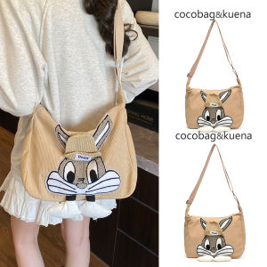 Summer Large Capacity Commuter Corduroy Crossbody Bag Womens 2025 New Cartoon Single Shoulder Bag Casual Simple Style Soft Handle