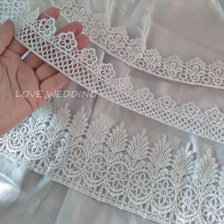 White Polyester Lace Renda Putih Princess Lace Ready Stock Malaysia Renda  Langsir 白色花边蕾丝