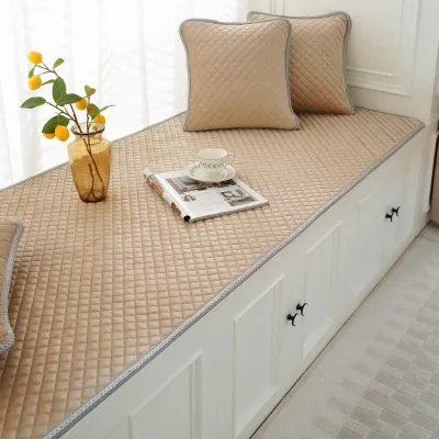 Short Plush Window Cushion Non Slip Winter Window Sill Balcony Window Tile Mat Pure Color Blanket All Year Round Neutral Machine Washable