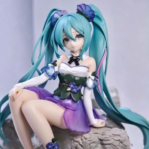 Bandai | Hatsune Miku CuteAnime Figure Sitting Beauty Girl Ornament Kawaii Action Figure PVC Room Decor Collectible Model Doll Toy Gifts