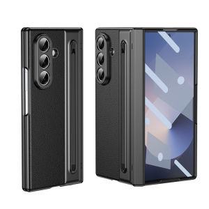 LS | S Pen With Hinge Protection For Samsung Galaxy Z Fold 8 7 6 5 4 3 Leather Case With Stylus Touch Pen & Screen Protector Z Fold7