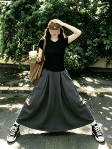 XIANYIJIAO | Slimming Work Half Skirt Grey Summer