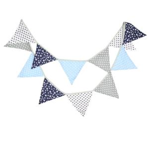 Rustic Cotton Print Triangle Flag Birthday Wedding Celebration Decoration Hanging Banner Festival Party Decorative Streamer