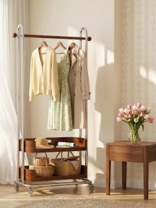 Retro Stylish Multi-functional Movable Coat and Bag Rack