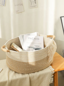 Large Capacity Cotton Rope Woven Storage Basket Clothes Hamper Household Organizing Box for Clothes Toys Miscellaneous Items