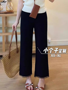 กางเกงขายาวทรงตรงผ้าลูกไม้ลายดอกไม้สำหรับผู้หญิง กางเกงขายาวทรงตรงเอวสูง กางเกงขายาวทรงหลวมๆ สำหรับผู้หญิง ฤดูร้อน 2025