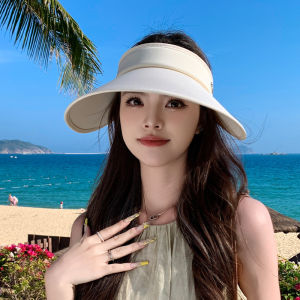 Womens Summer Sun Hat Large Brim Empty Top Glitter Casual Style UV Protection Street Fashion Outing Cap Face Covering Hat